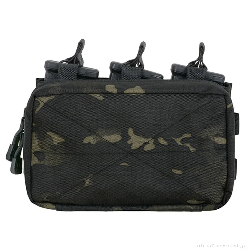 Pouch Magazine Pouch Triplo M4 Oem Open Top com Pouch Multiusos Estilo multicam Black — Coletes & Rigs — Airsoft Market PT