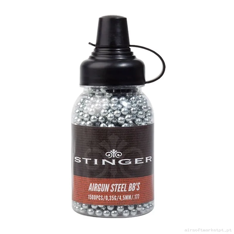 BOTE 1500 BBS 4.5MM ACERO NIQUELADO STINGER — Munição (BBs) — Airsoft Market PT