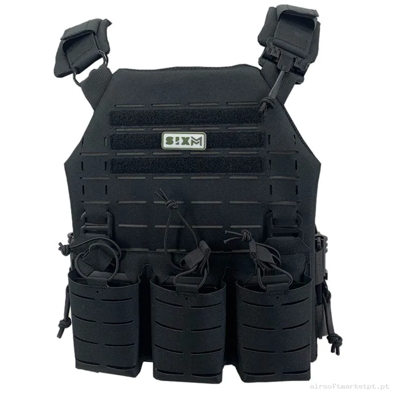 Colete Sixmm Laser Cut Llc preto — Coletes & Rigs — Airsoft Market PT