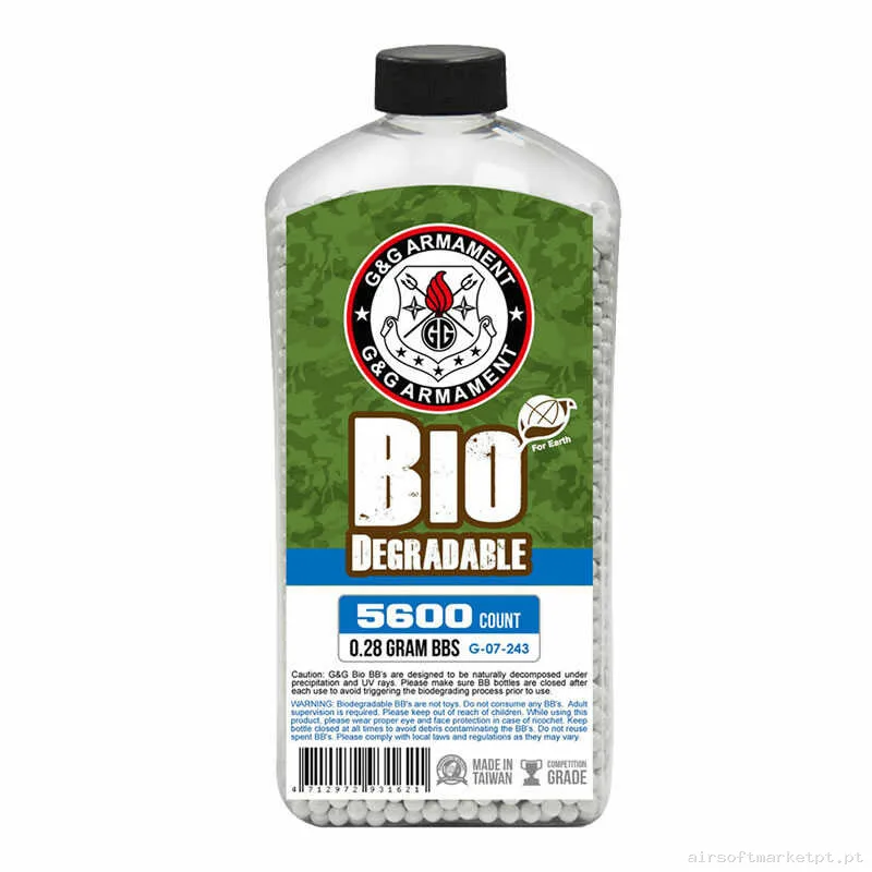 BBs Bio 0.28g G&G 5600 BBs Brancas — Munição (BBs) — Airsoft Market PT