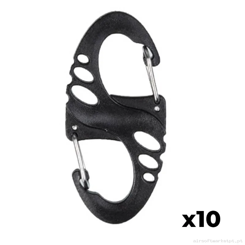 Mosqueton Mil-Tec Tactical S-Hook preto Pacote 10u — Outros — Airsoft Market PT