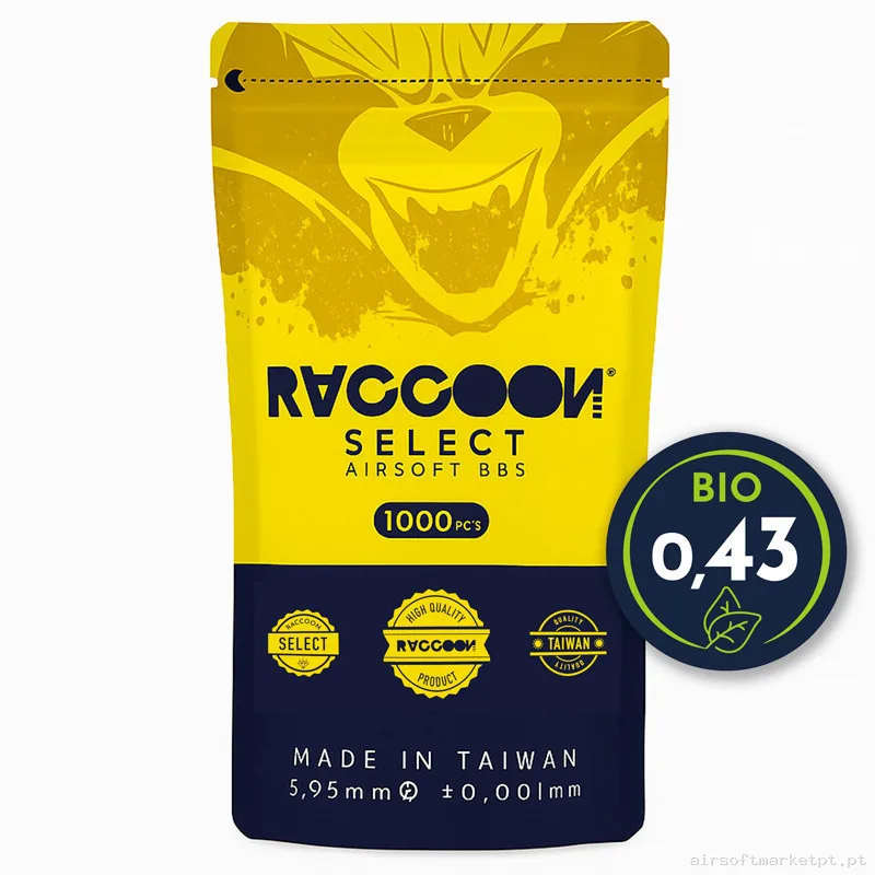 Bolas Raccoon Select Bio 0.43 Gramos 1000 BBs — Munição (BBs) — Airsoft Market PT