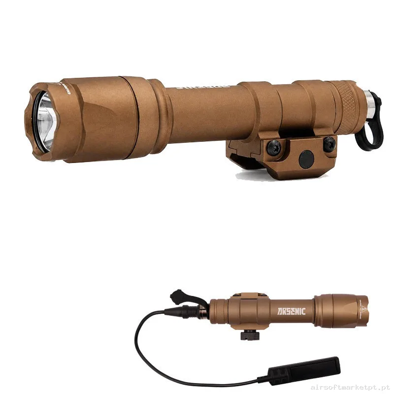 Linterna Táctica 600 Lumenes Pulsador Arsenic AS600A Tan — Lanternas & Lasers — Airsoft Market PT