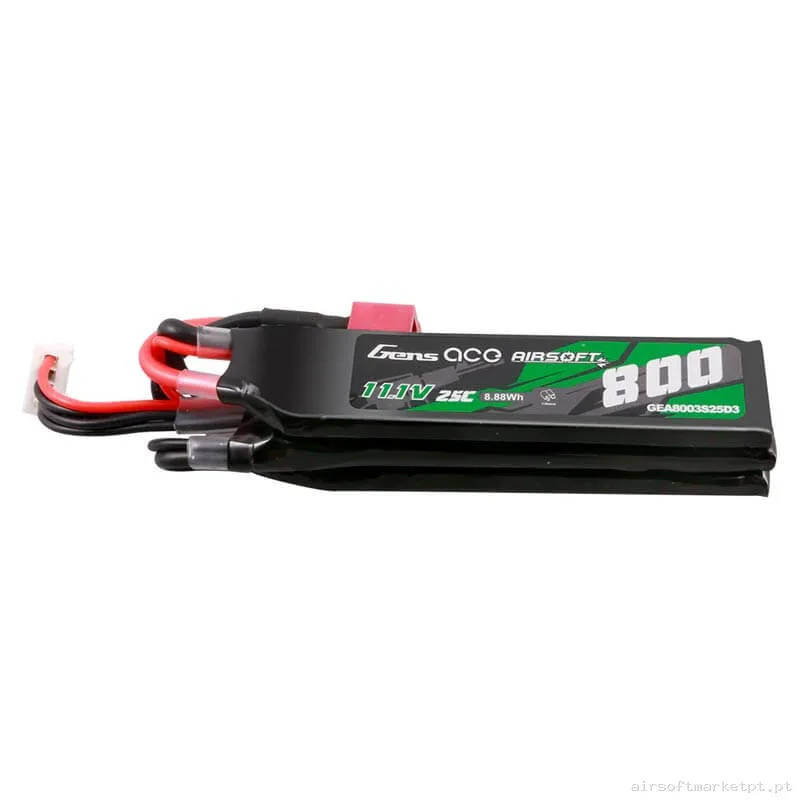 Bateria Lipo Nunchuk Triple Gens Ace 800mah 11.1v 25c (T-Plug) — Baterias & Carregadores — Airsoft Market PT