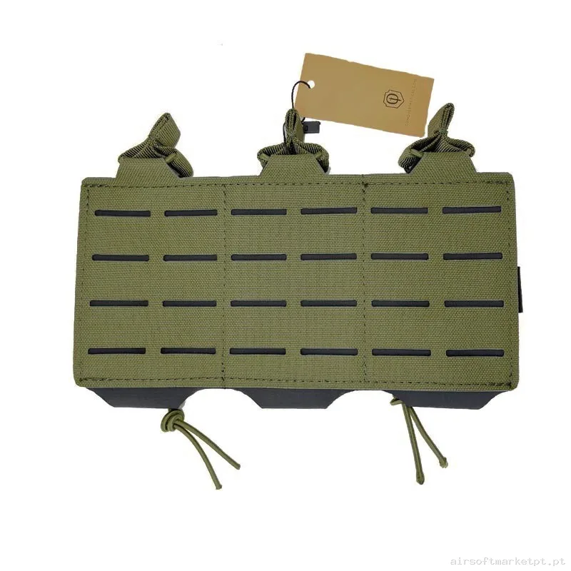 Pouch Portacargador triple M4 Conquer Corte Láser Verde OD — Coletes & Rigs — Airsoft Market PT