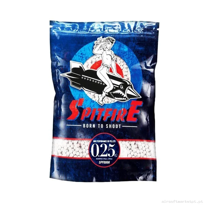 BOLAS SPITFIRE 0.25G NO BIO 1KG BLANCAS — Munição (BBs) — Airsoft Market PT