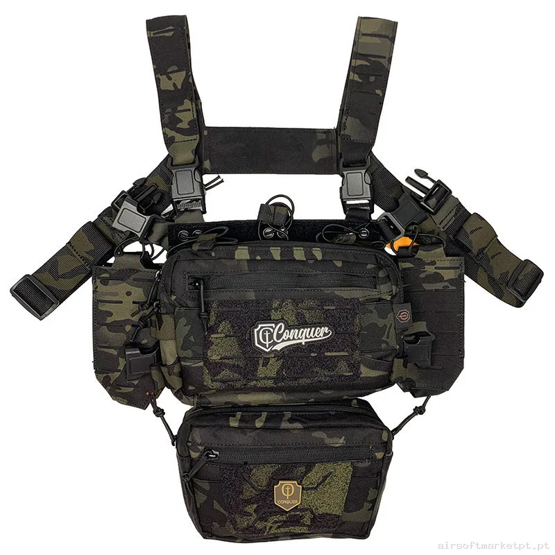 Chaleco Chest Rig Conquer Titan multicam black — Coletes & Rigs — Airsoft Market PT
