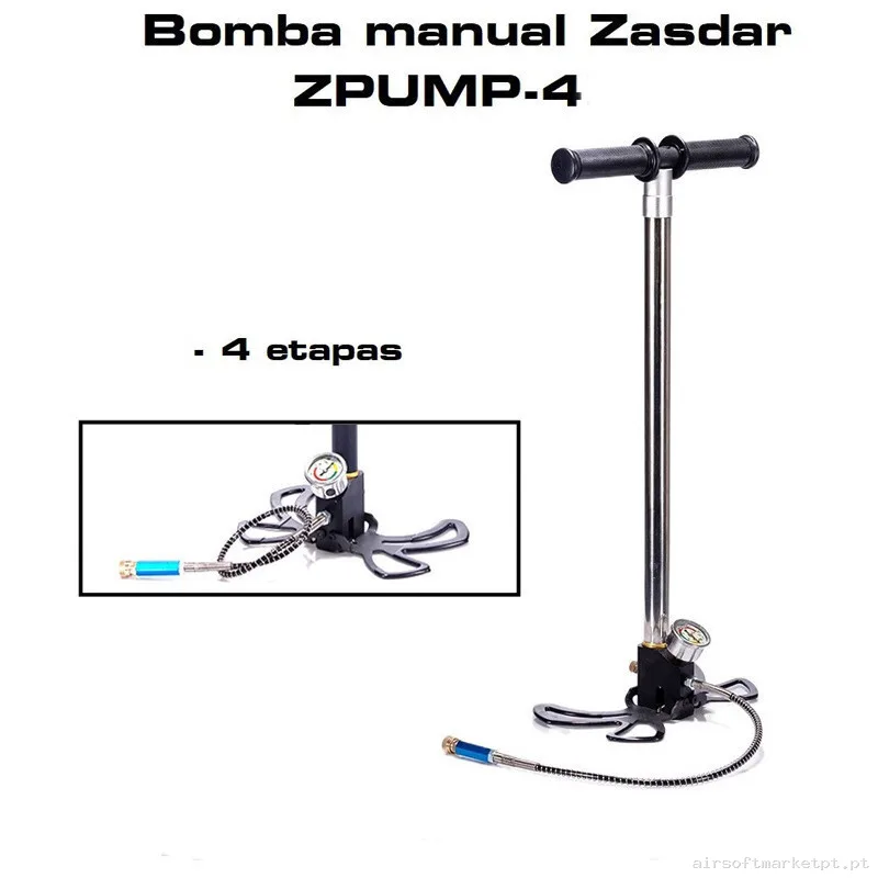 Bomba manual PCP Zasdar 4 Etapas 275 bares — Ferramentas — Airsoft Market PT