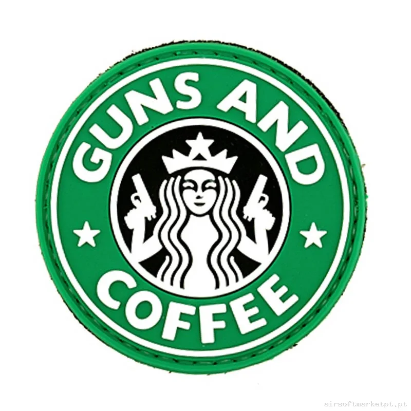 Parche Goma Relieve Oem Guns and Coffee verde — Patches & Decoração — Airsoft Market PT