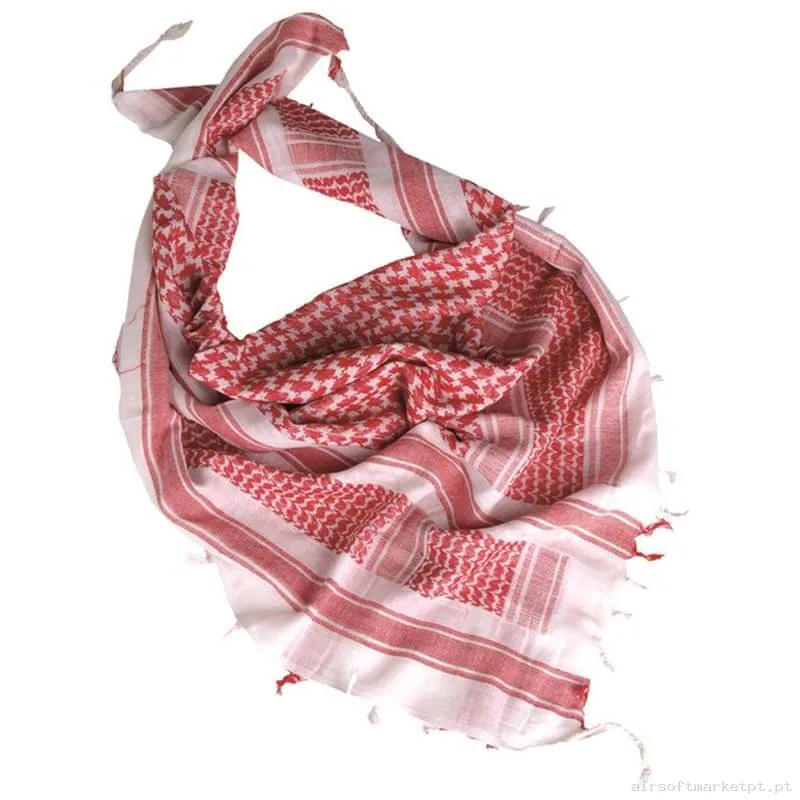 Lenço Tático Mil-Tec Palestino Shemagh Branco/Vermelho — Vestuário (Fardas) — Airsoft Market PT