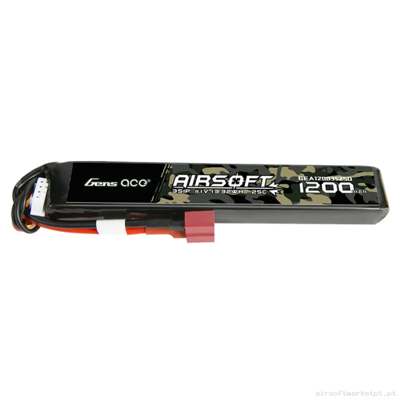Bateria Lipo Stick Gens Ace 1200mah 11.1v 25c (T-Plug) — Baterias & Carregadores — Airsoft Market PT