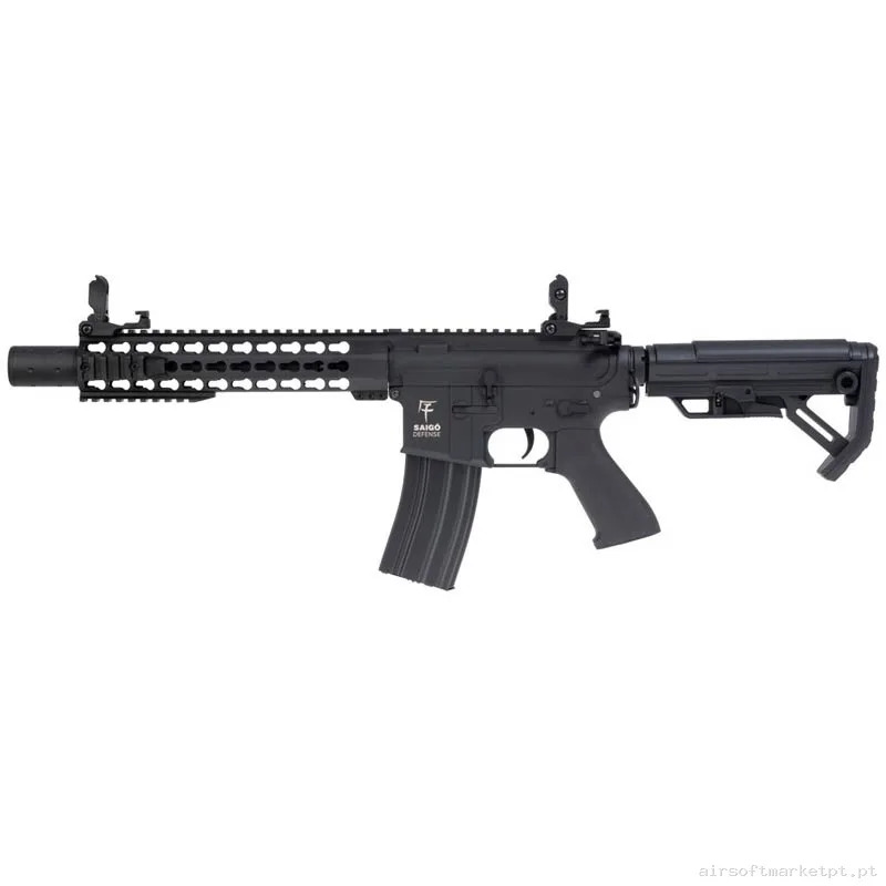 Réplica AEG M4 Saigo Kenji Long S negra — Rifles de Assalto (AR/M4/AK) — Airsoft Market PT