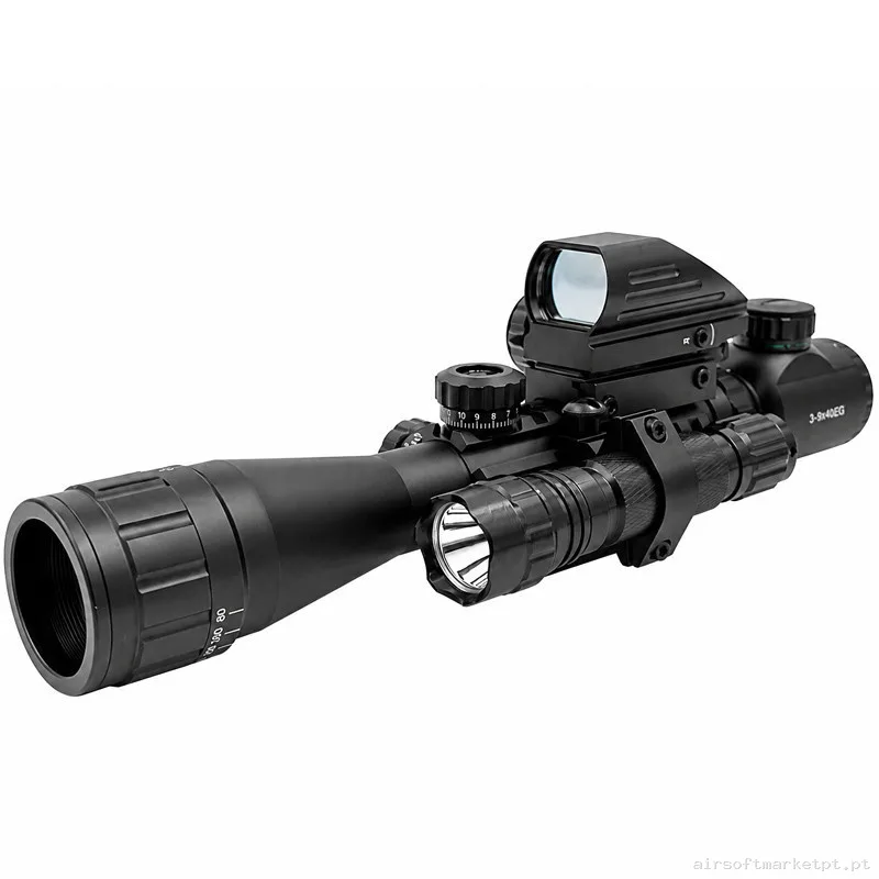 Visor Arsenic Argon 3-9x40 Eg + Combo Negro — Miras & Ópticas — Airsoft Market PT