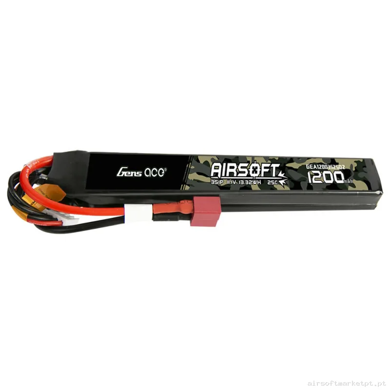 Bateria Lipo Nunchuk Doble Gens Ace 1200mah 11.1v 25c (T-Plug) — Baterias & Carregadores — Airsoft Market PT