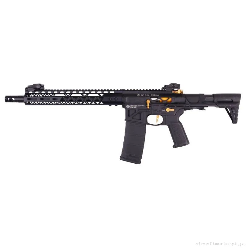 Réplica AEG M4 Delta Armory Freya DA-GP-FRY-A21 Full Skeleton PDW Gen.2 13" Eagle negra/Dorada — Rifles de Assalto (AR/M4/AK) — Airsoft Market PT