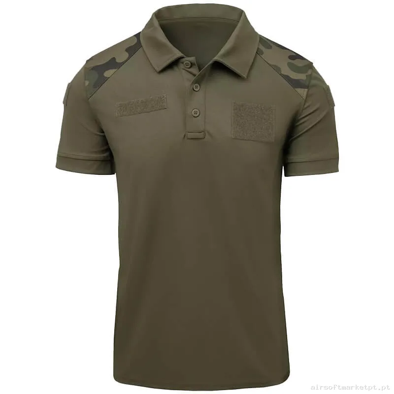 Polo Tático Manga Curta Helikon Military Pl Woodland — Vestuário (Fardas) — Airsoft Market PT
