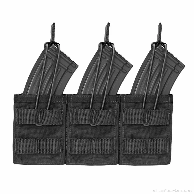 Pouch Magazine Pouch Triple Ak Warrior Assault Open Top negro — Coletes & Rigs — Airsoft Market PT