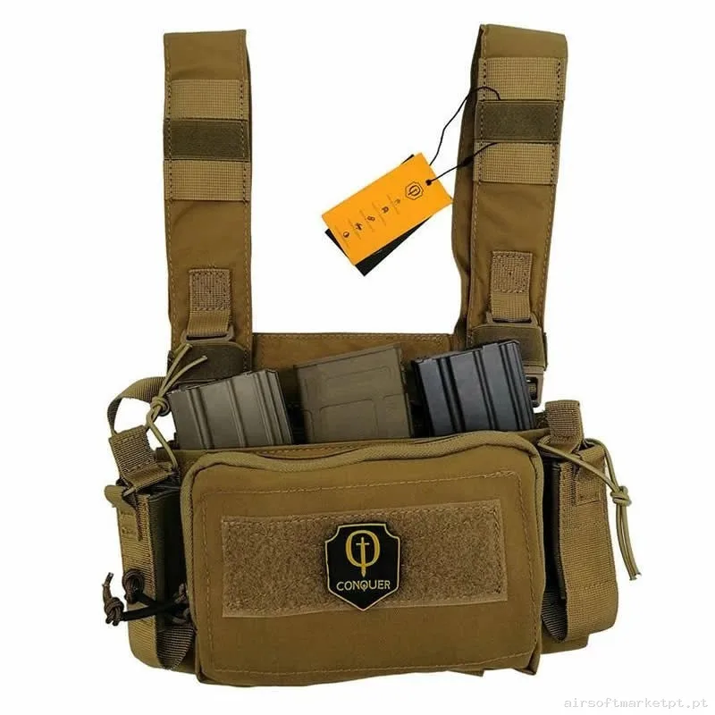 Chaleco Micro Chest Rig Conquer Coyote — Coletes & Rigs — Airsoft Market PT