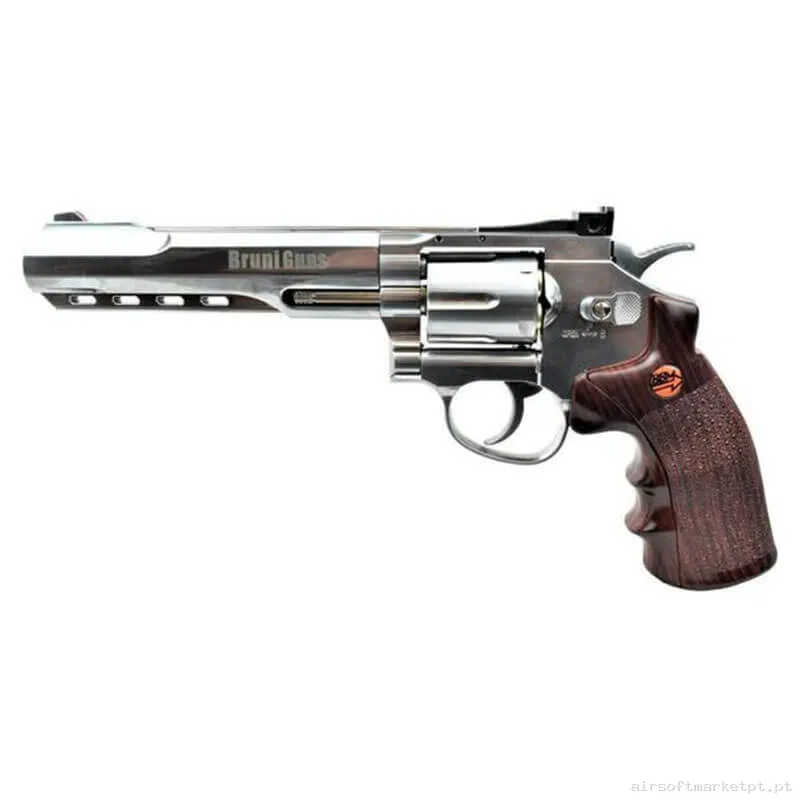 Airgun CO2 4.5mm Revólver Bruni 6" Full Metal BR-702S Prata — Pistolas — Airsoft Market PT