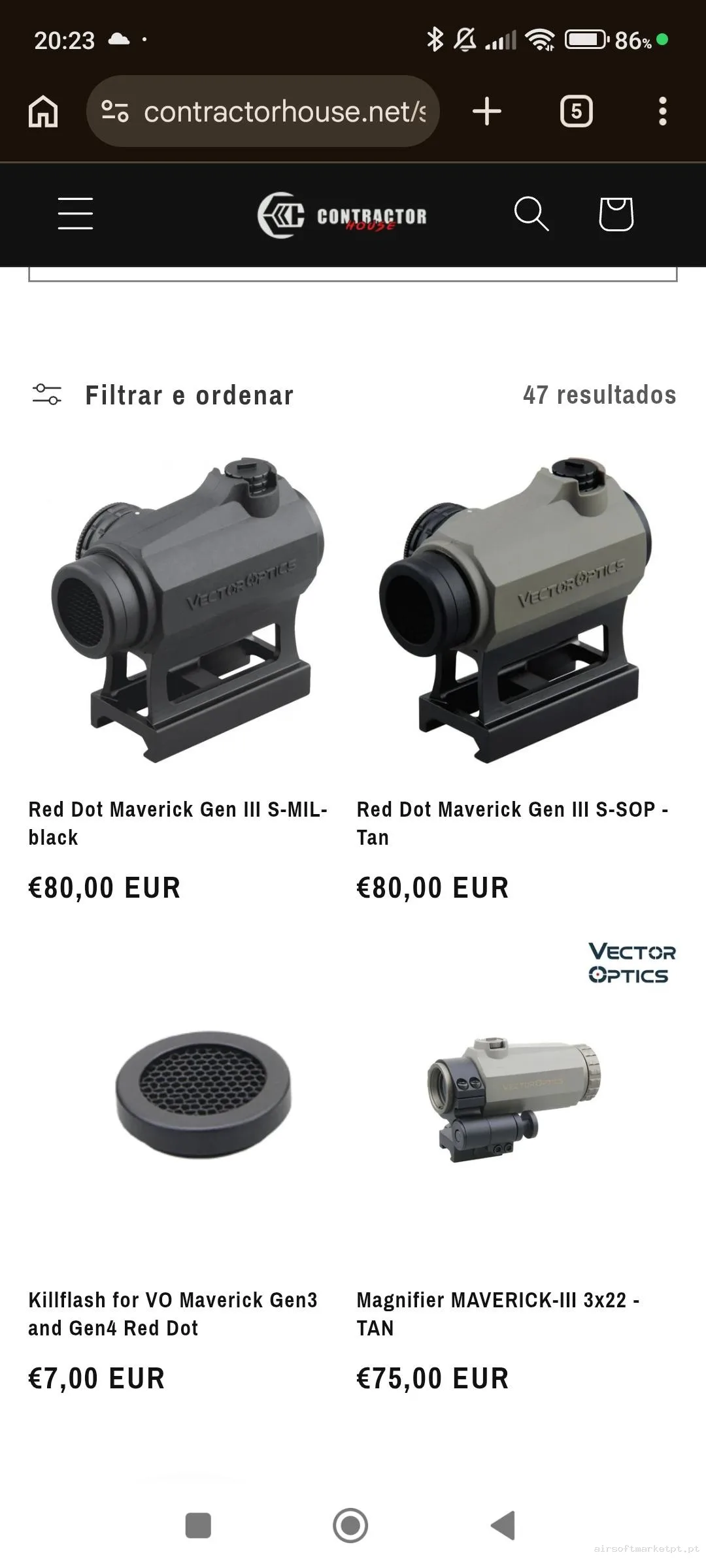 Red dot vectoroptics — Miras & Ópticas — Airsoft Market PT