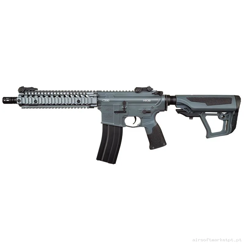 Réplica airsoft AEG M4 ICS EBB Daniel Defense Mk18 S3 ETU Cinza — Rifles de Assalto (AR/M4/AK) — Airsoft Market PT
