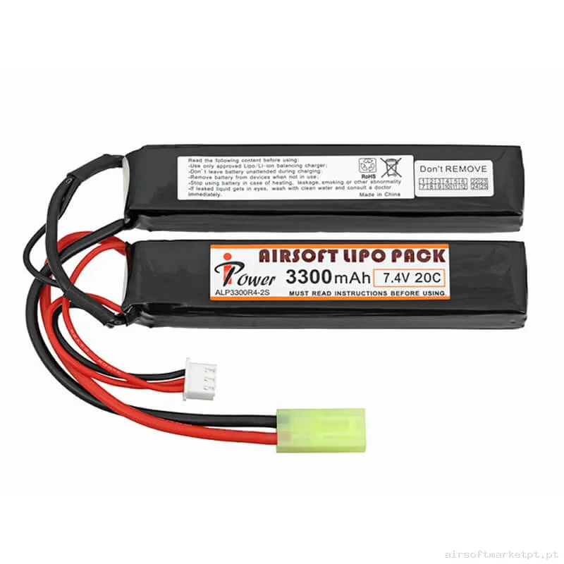 Bateria Lipo Nunchuk Doble Ipower 3300mah 7.4v 20c — Baterias & Carregadores — Airsoft Market PT