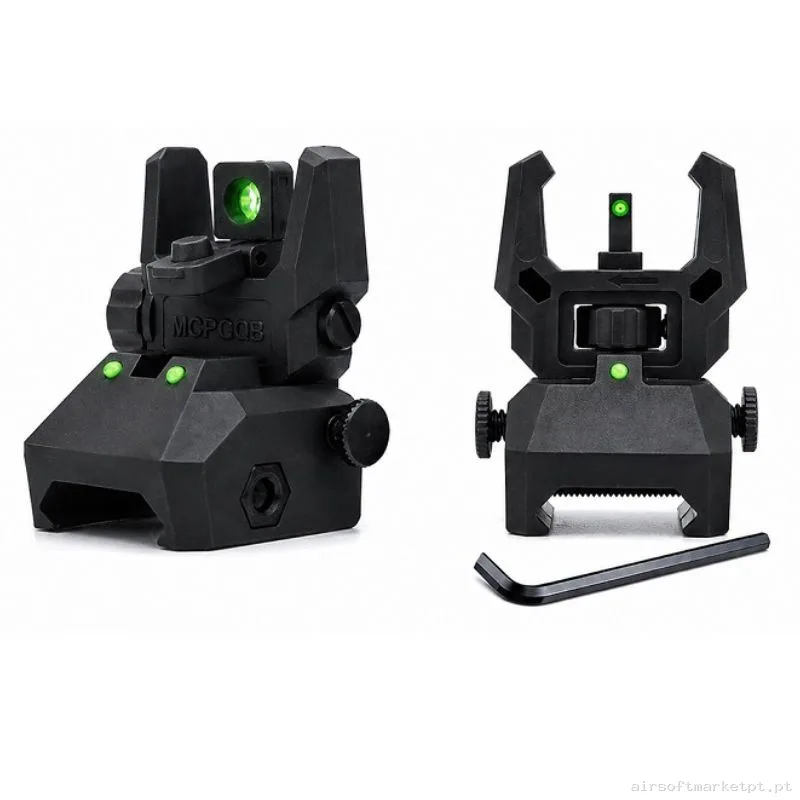 Mira Alzas Abatíveis Oem com Fibra verde Gen 2 Polímero preto — Miras & Ópticas — Airsoft Market PT