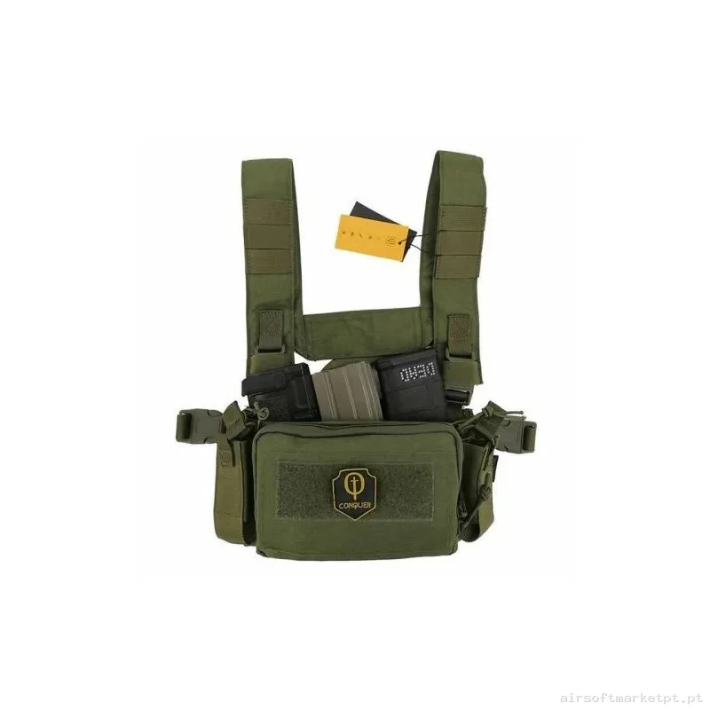 Chaleco Micro Chest Rig Conquer Verde OD — Coletes & Rigs — Airsoft Market PT