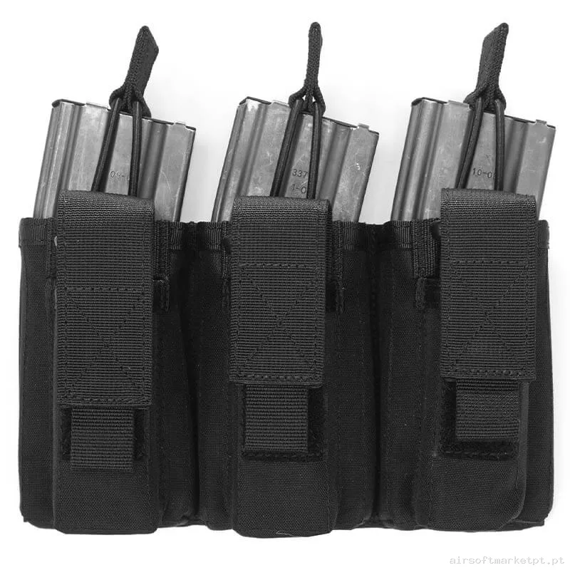 Pouch Magazine Pouch Triplo M4 + Pistola 9mm Warrior Assault Triplo Open negro — Coletes & Rigs — Airsoft Market PT