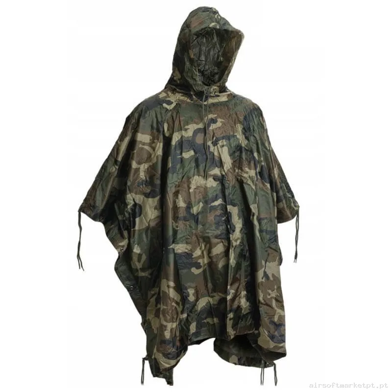 Poncho Impermeável Mil-Tec Pe R/S 780gr Woodland — Vestuário (Fardas) — Airsoft Market PT