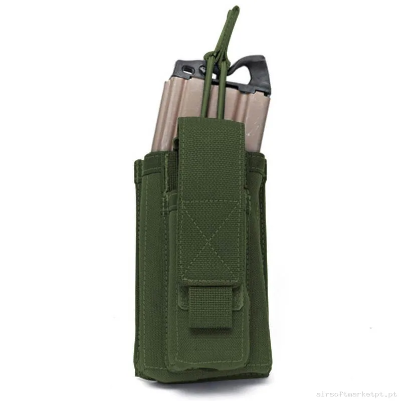 Pouch Magazine Pouch M4 + Pistola 9mm Warrior Assault Single Open verde od — Coletes & Rigs — Airsoft Market PT