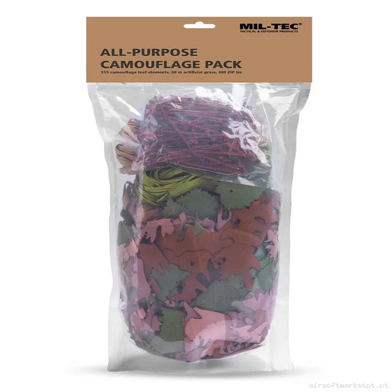 Kit de Camuflagem Mil-Tec All Purpose Camouflage Pack (Com Folhas) — Vestuário (Fardas) — Airsoft Market PT