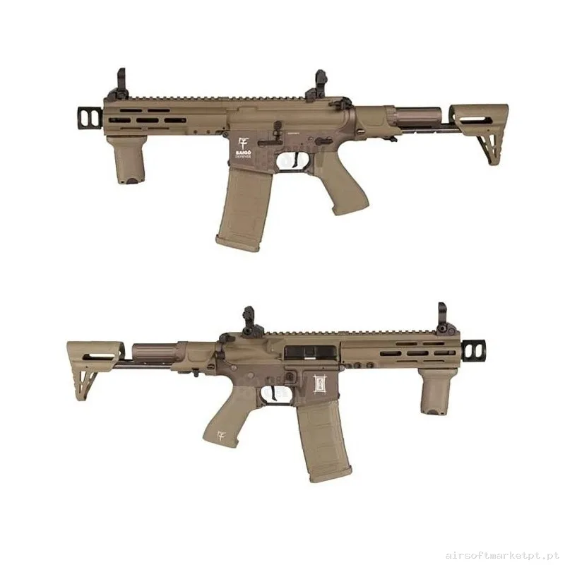 REPLICA BUSHIDO REI TAN CON GATILLO ELÉCTRONICO MEJORADA - SAIGO DEFENSE — Rifles de Assalto (AR/M4/AK) — Airsoft Market PT