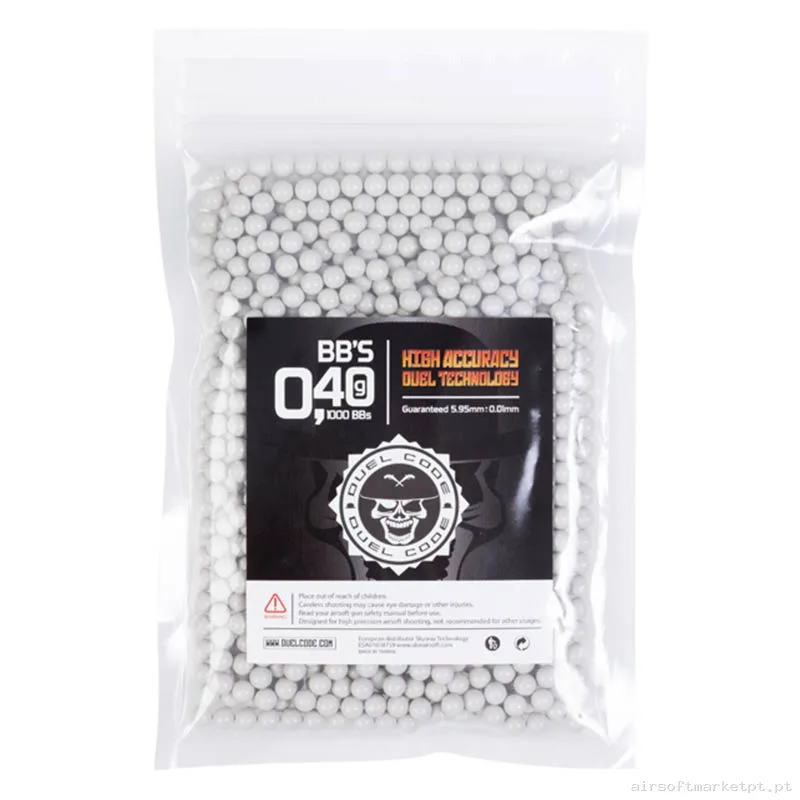 BBs 0.40g Duel Code Absolute 1000 BBs Brancas — Munição (BBs) — Airsoft Market PT