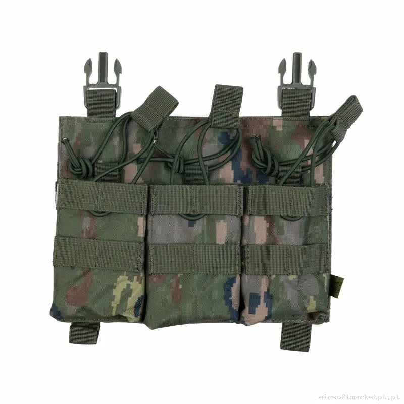 Pouch Magazine Pouch Triplo M4/Ak/G36 Delta Tactics Force Open Top Detachable Boscoso Pixelado — Coletes & Rigs — Airsoft Market PT