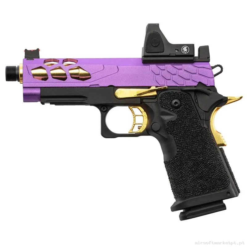 Réplica GBB Pistola Hi-Capa 4.3 Lancer Tactical Stryk com Rmr preta/Violeta — Pistolas — Airsoft Market PT