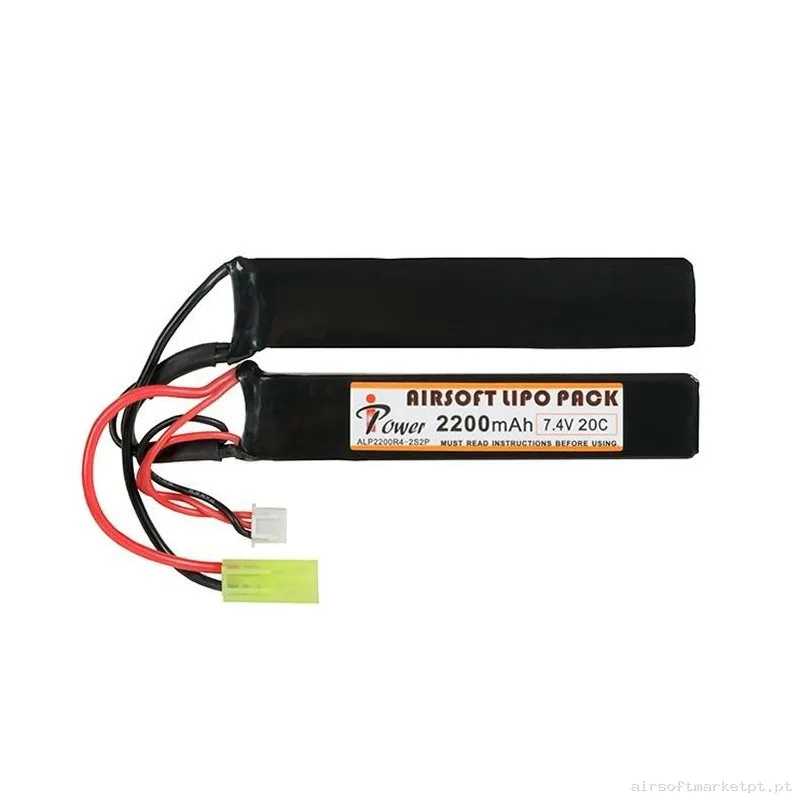BATERÍA LIPO IPOWER 7.4V 2200 MAH 20-40C 2 MODULOS — Baterias & Carregadores — Airsoft Market PT