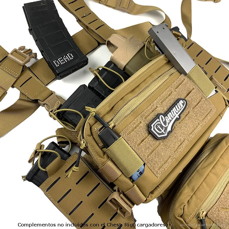 Chaleco Chest Rig Conquer Titan coyote — Coletes & Rigs — Airsoft Market PT (foto 2)