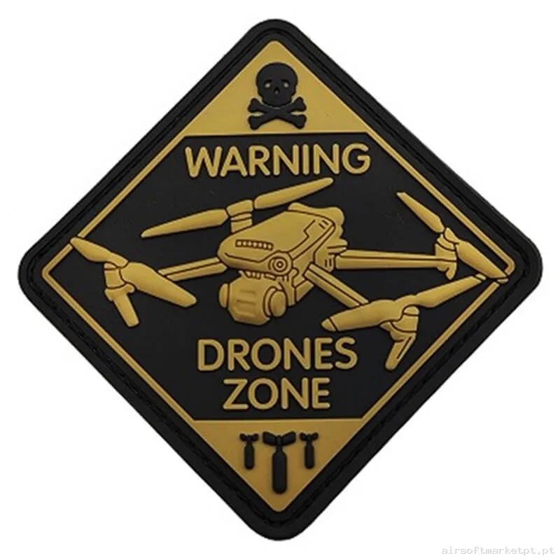 Parche Hop up bucking Relevo Oem Aviso Zona de Drones F121 Fluorescente — Patches & Decoração — Airsoft Market PT