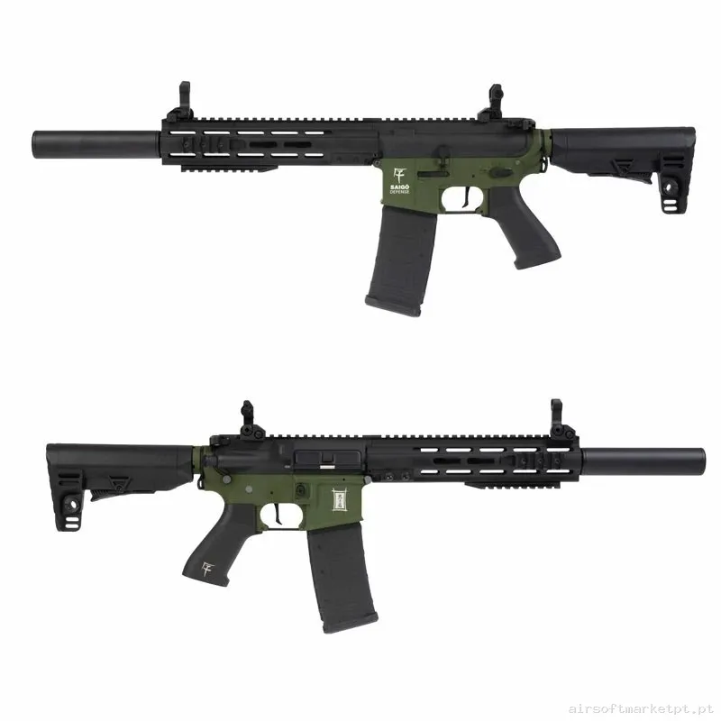 REPLICA BUSHIDO CHU NEGRA/VERDE CON GATILLO ELÉCTRONICO - SAIGO DEFENSE — Rifles de Assalto (AR/M4/AK) — Airsoft Market PT