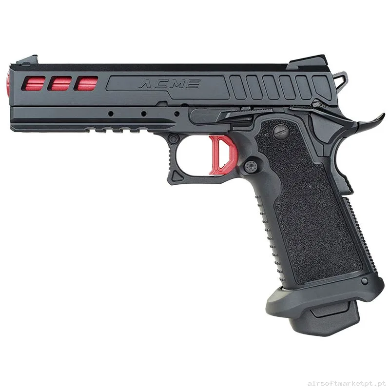 Réplica GBB Pistola Hi-Capa ICS Acme preta/vermelha — Pistolas — Airsoft Market PT