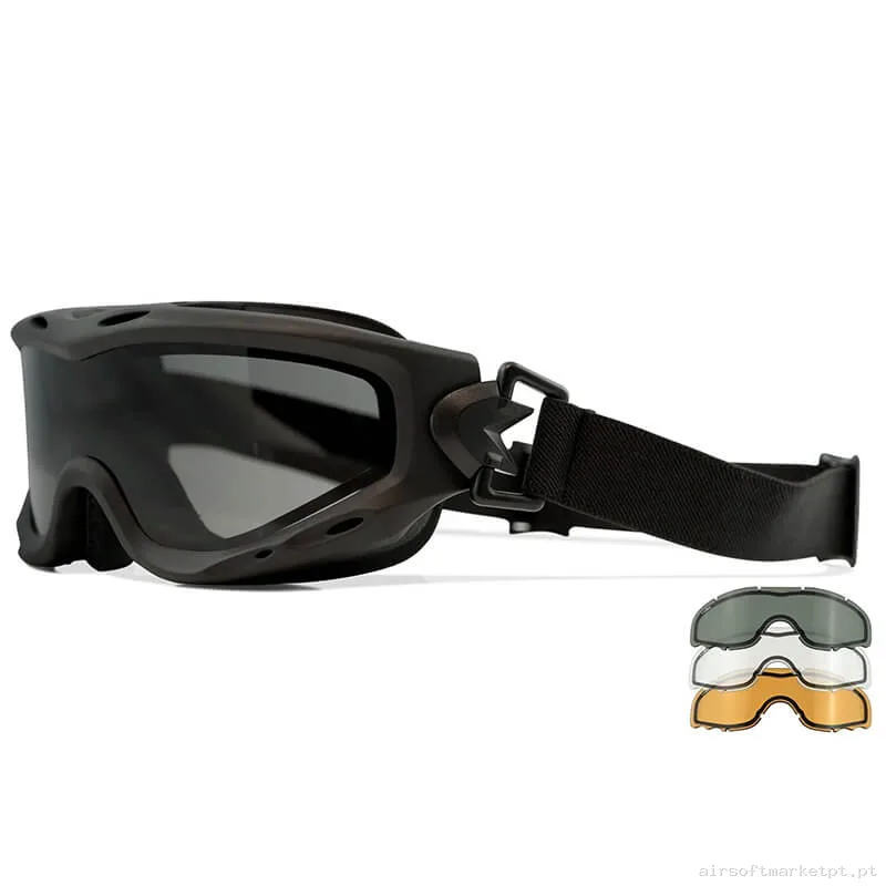Óculos Wiley X Spear Dual 3 Lentes Negras — Proteção Ocular & Facial — Airsoft Market PT