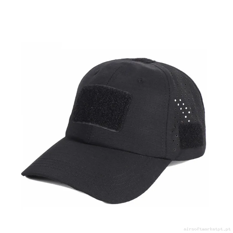 Gorra Camuflaje Negra Velcro Beisbol Ajustable Gen2 — Proteção Ocular & Facial — Airsoft Market PT