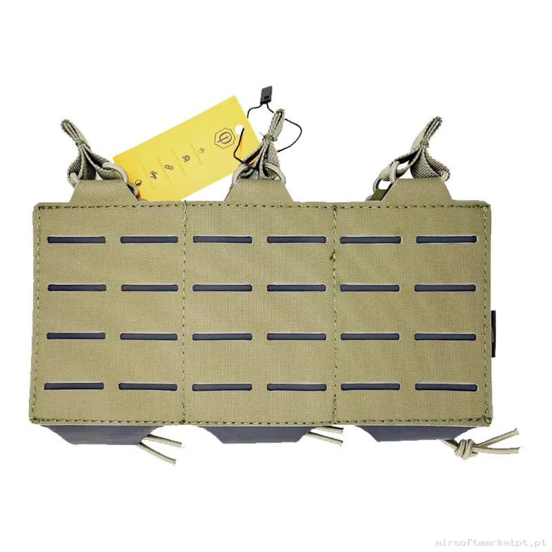 Pouch Magazine Pouch Triple M4 Conquer Laser Cut Ranger Green — Coletes & Rigs — Airsoft Market PT