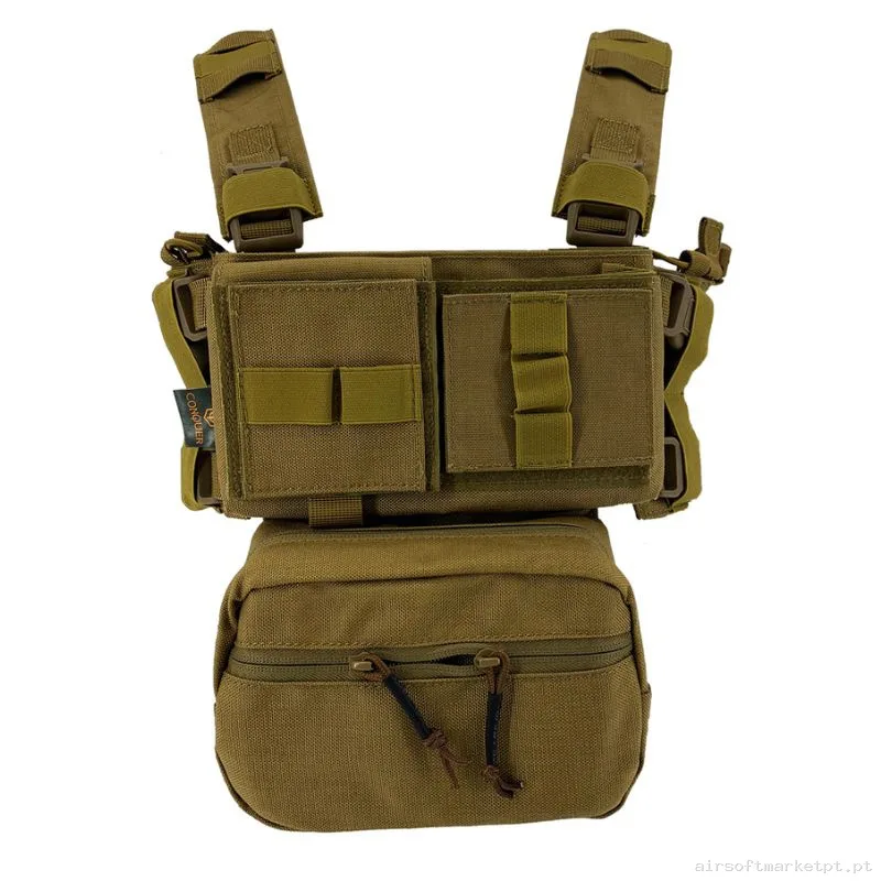 Colete Chest Rig Conquer Mini Chest Rig Coyote Brown — Coletes & Rigs — Airsoft Market PT