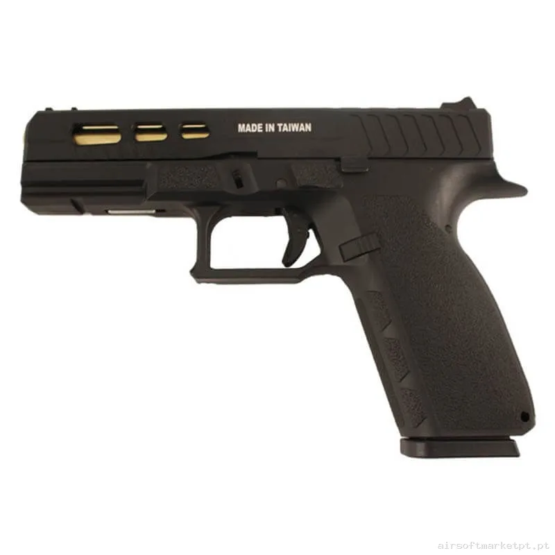 Réplica GBB Pistola Kj Works KP-13 Custom preta/Dourada — Pistolas — Airsoft Market PT