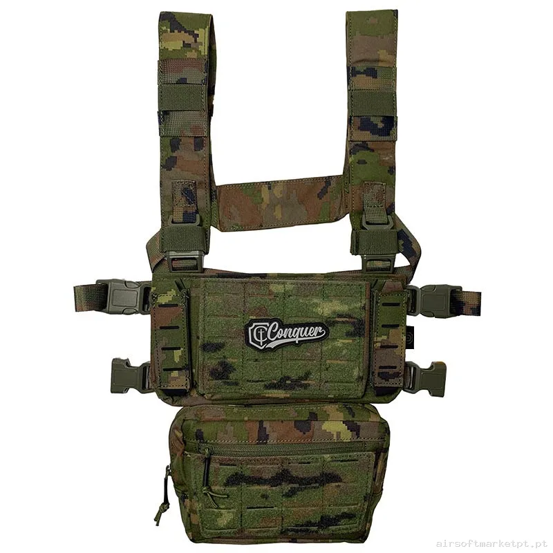 Colete Chest Rig Conquer Core Chest Rig Camuflado Pixelado — Coletes & Rigs — Airsoft Market PT