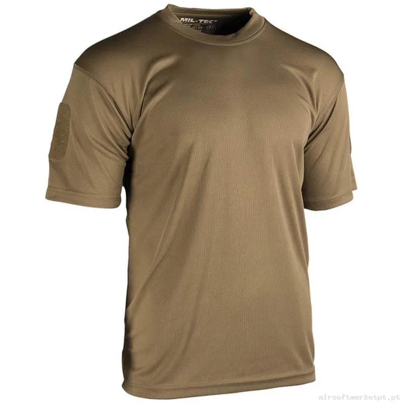 Camiseta Tática Manga Curta Mil-Tec Quick Dry Dark Coyote — Vestuário (Fardas) — Airsoft Market PT