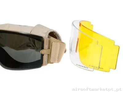 Oculos 3 Lentes Delta Tactics Tan — Proteção Ocular & Facial — Airsoft Market PT (foto 3)
