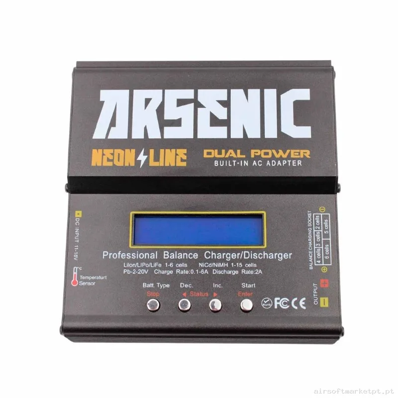 CARGADOR BATERIA LIPO ARSENIC B6AC BALANCEADOR LIPO/LIFE/NIMH 80W NEGRO — Baterias & Carregadores — Airsoft Market PT